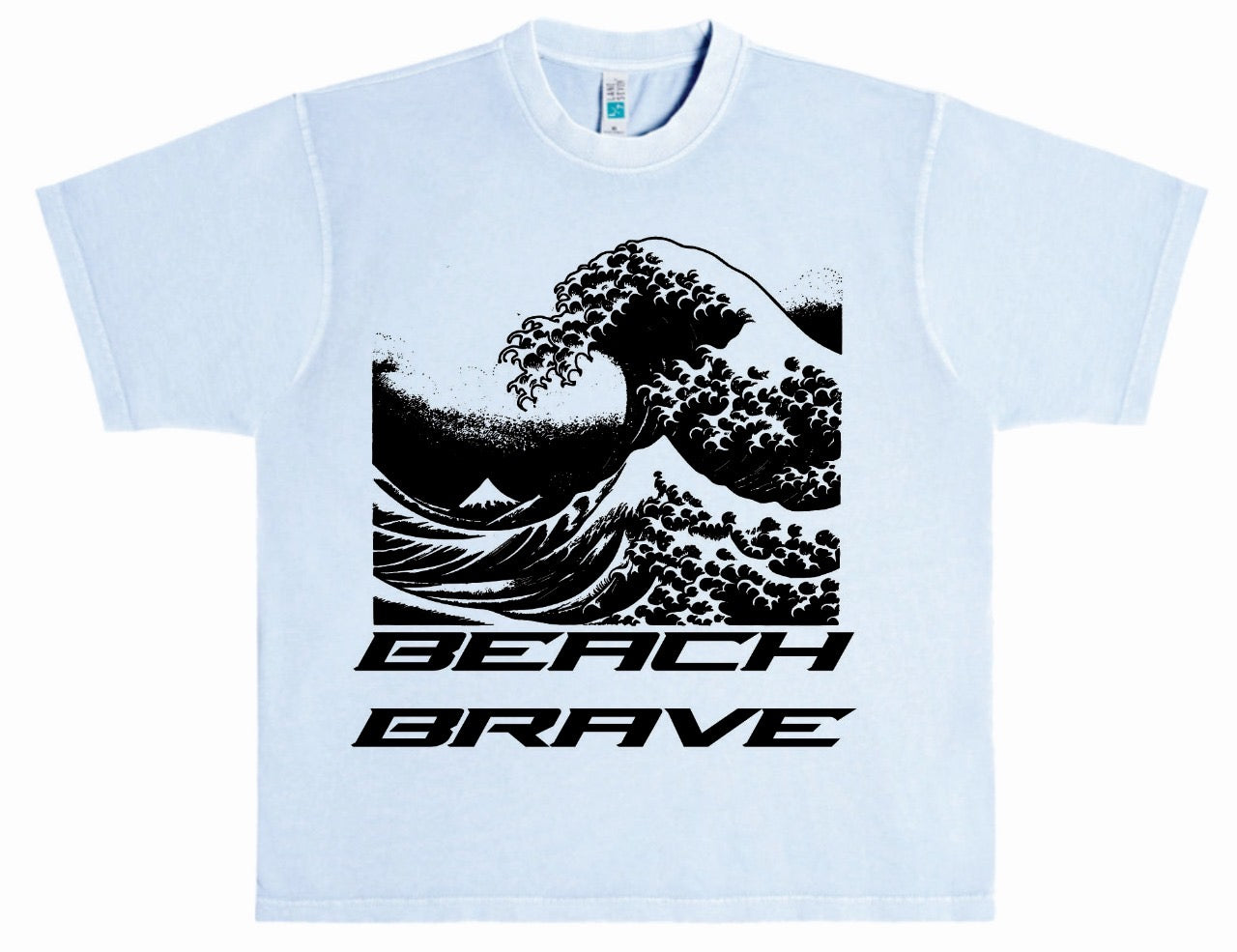 HEAVYWEIGHT BEACH BRAVE WAVE TEE - SKY