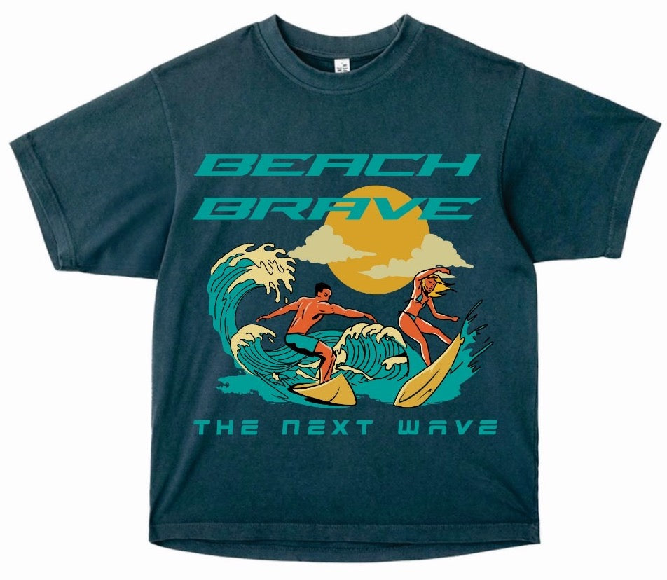 HEAVYWEIGHT BEACH BRAVE SURF TEE - NAVY