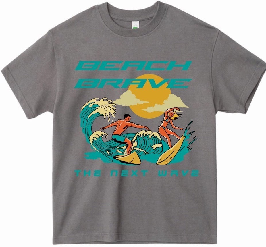 HEAVYWEIGHT BEACH BRAVE SURF TEE - CHARCOAL