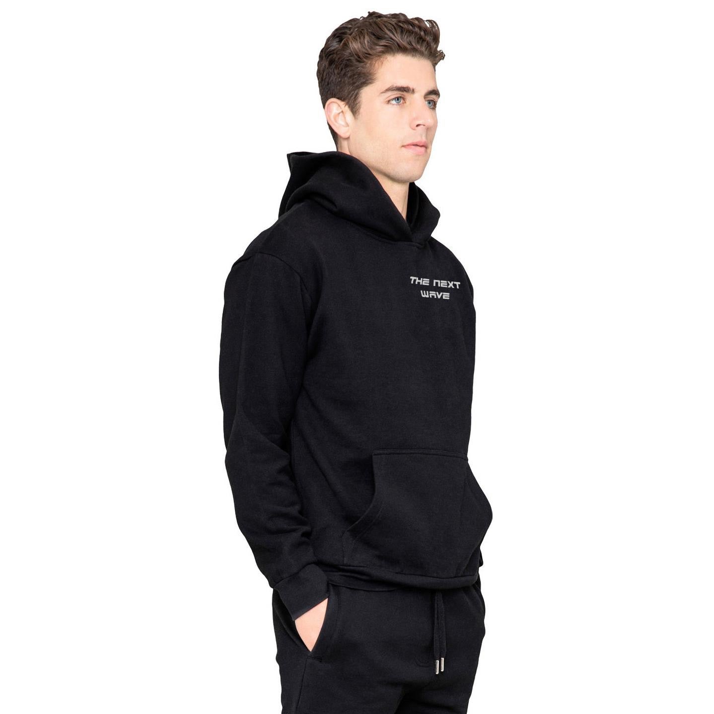 BEACH BRAVE PULLOVER WAVE HOODIE - BLACK