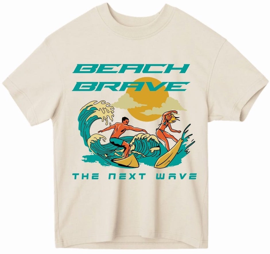 HEAVYWEIGHT BEACH BRAVE SURF TEE - IVORY