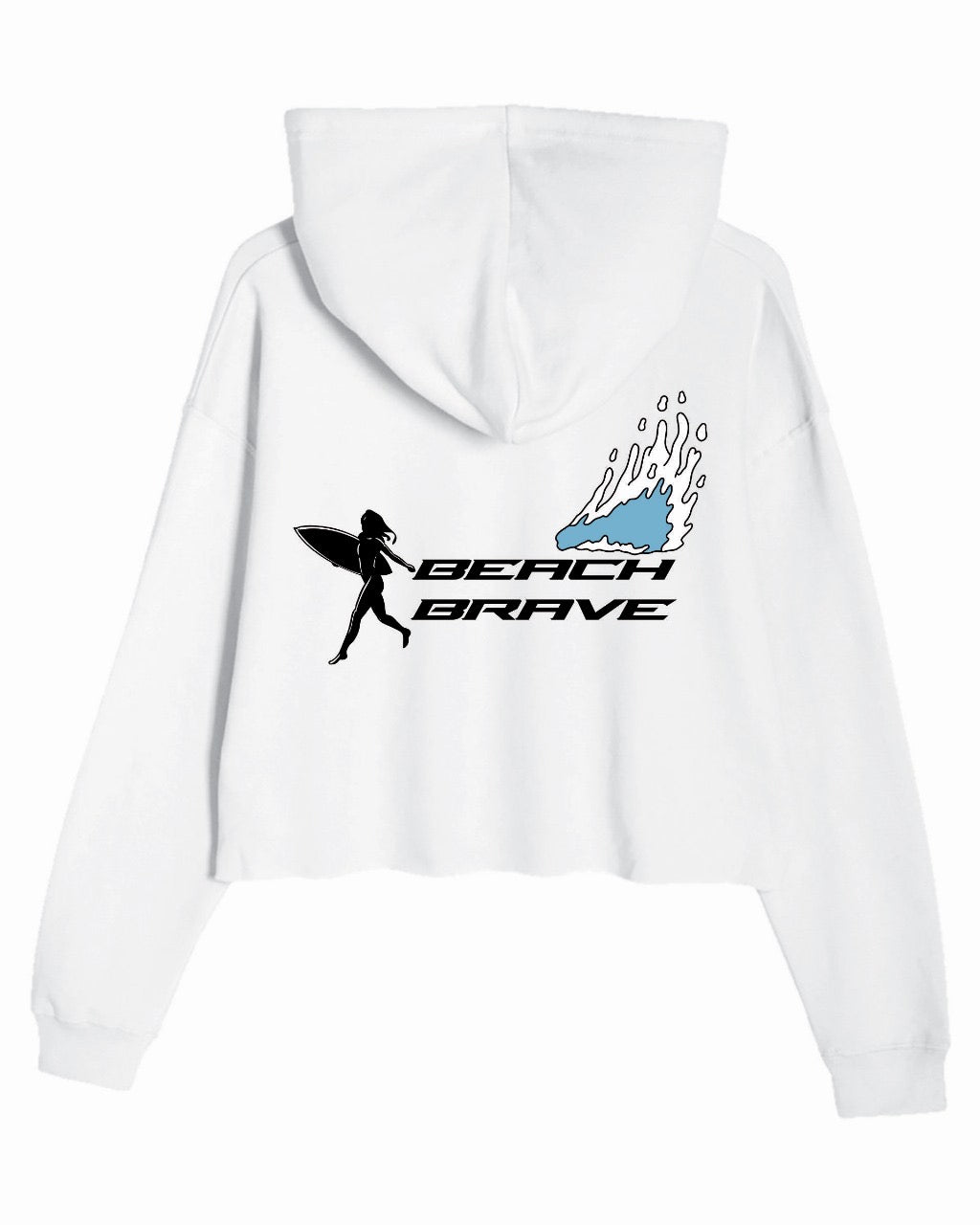 CROPPED BEACH BRAVE SHADOW HOODIE - WHITE
