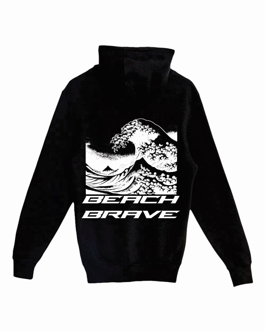 BEACH BRAVE PULLOVER WAVE HOODIE - BLACK