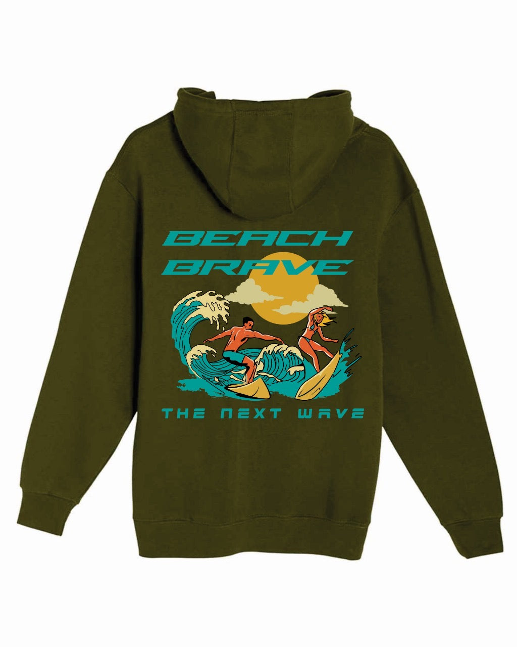 BEACH BRAVE PULLOVER SURF HOODIE - GREEN