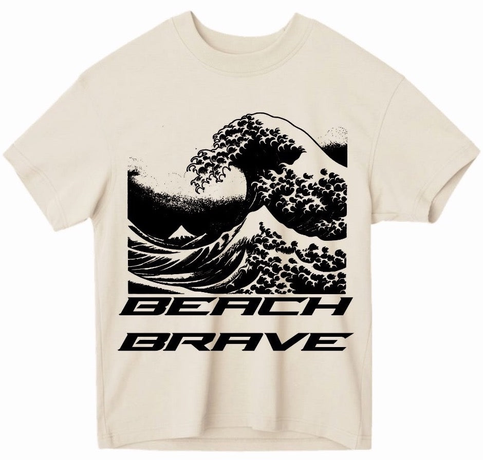 HEAVYWEIGHT BEACH BRAVE WAVE TEE - IVORY