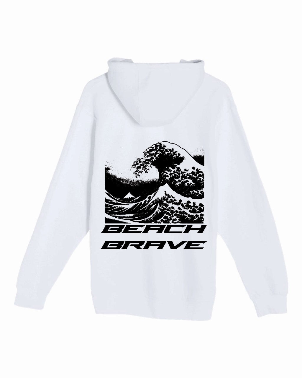 BEACH BRAVE PULLOVER WAVE HOODIE - WHITE
