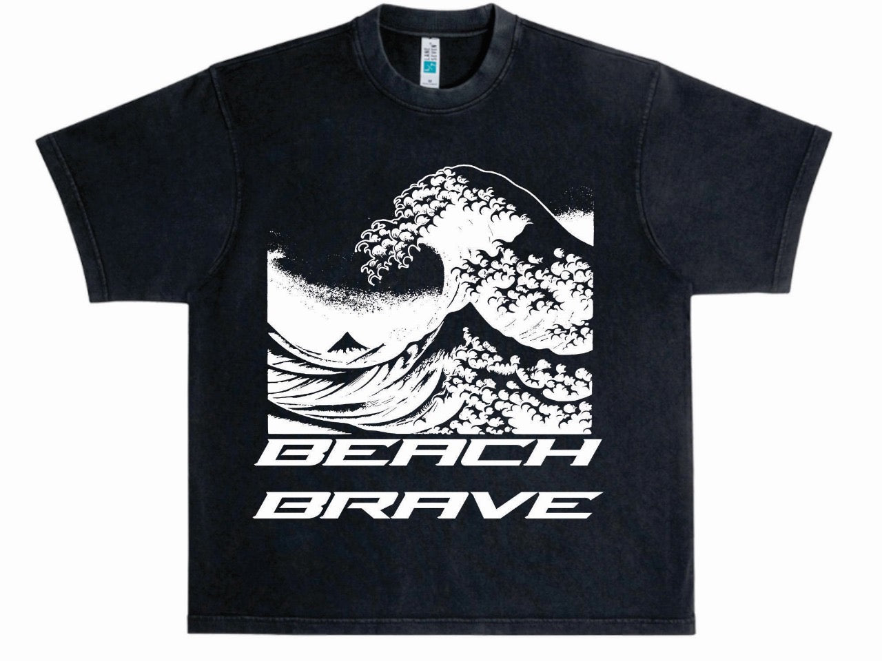 HEAVYWEIGHT BEACH BRAVE WAVE TEE - BLACK