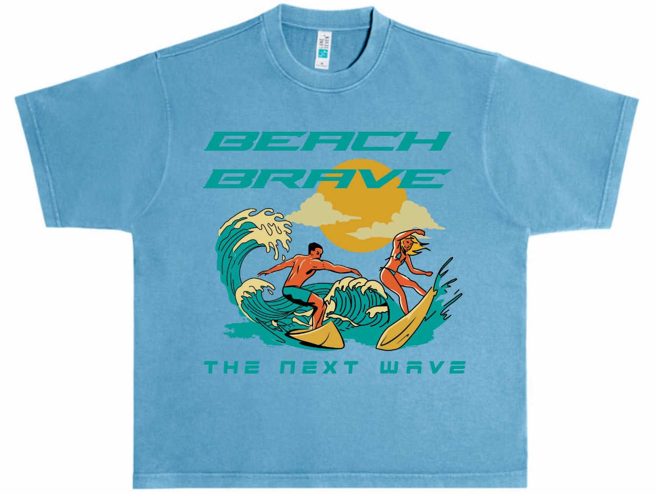 HEAVYWEIGHT BEACH BRAVE SURF TEE - OCEAN