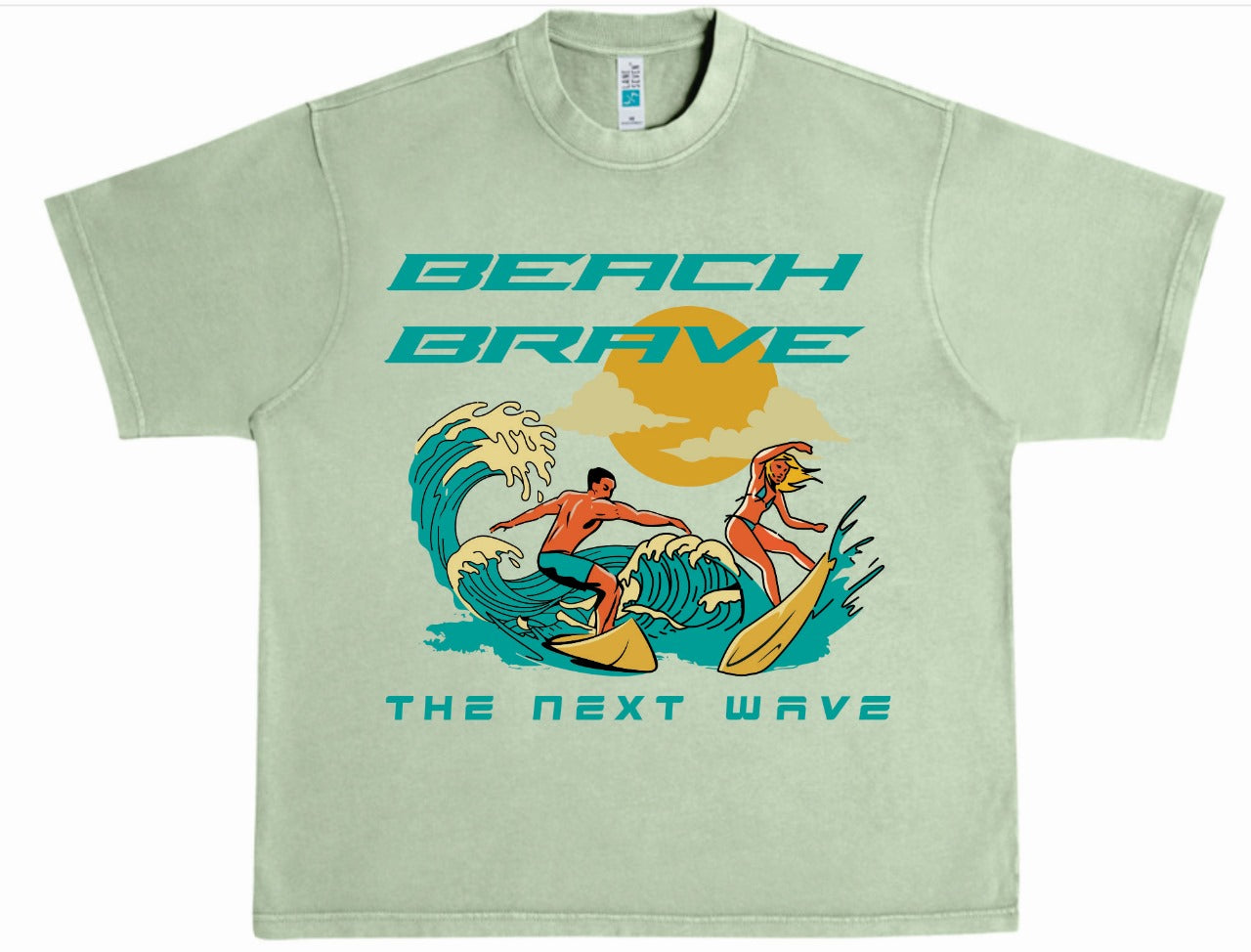 HEAVYWEIGHT BEACH BRAVE SURF TEE - GREEN