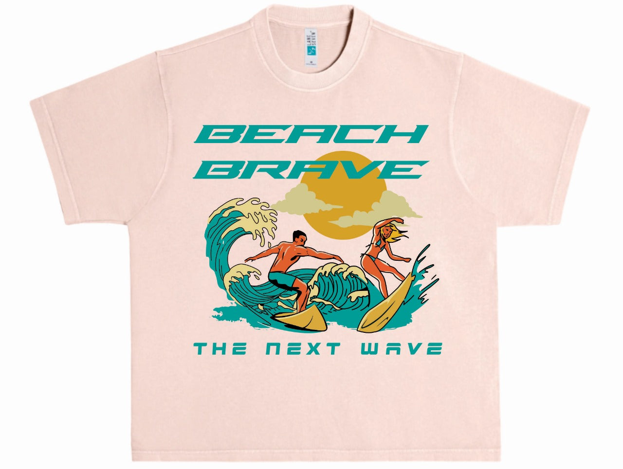 HEAVYWEIGHT BEACH BRAVE SURF TEE - CORAL