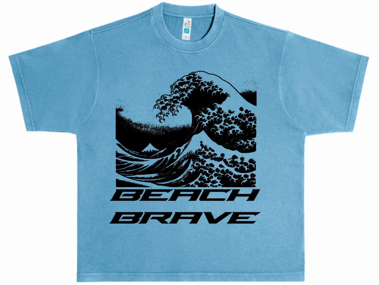 HEAVYWEIGHT BEACH BRAVE WAVE TEE - OCEAN