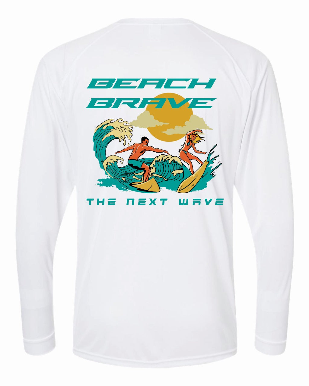 BEACH BRAVE UPF SURF RASHGUARD - WHITE