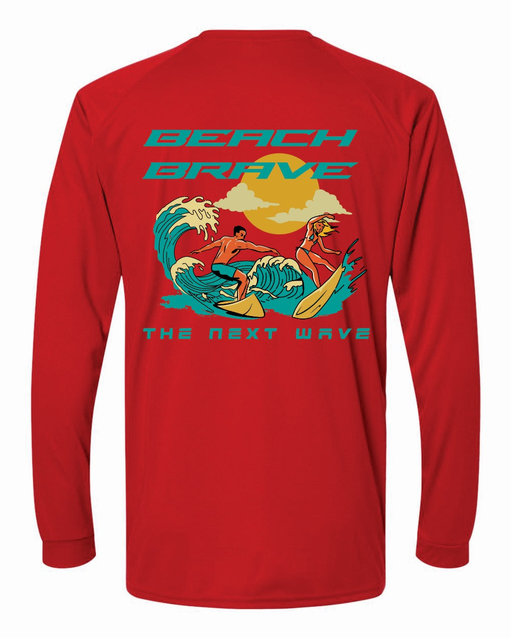 BEACH BRAVE UPF SURF RASHGUARD - RED