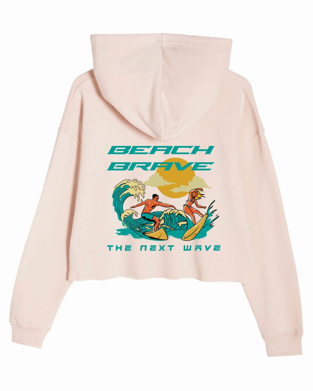 CROPPED BEACH BRAVE SURF HOODIE - BLUSH