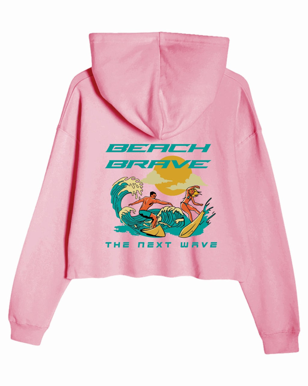 CROPPED BEACH BRAVE SURF HOODIE - PINK