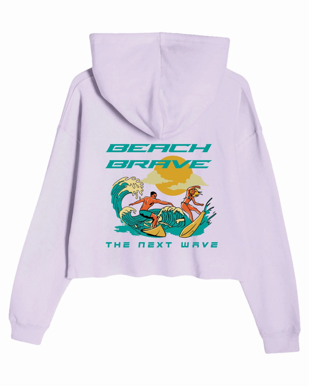 CROPPED BEACH BRAVE SURF HOODIE - LAVENDER
