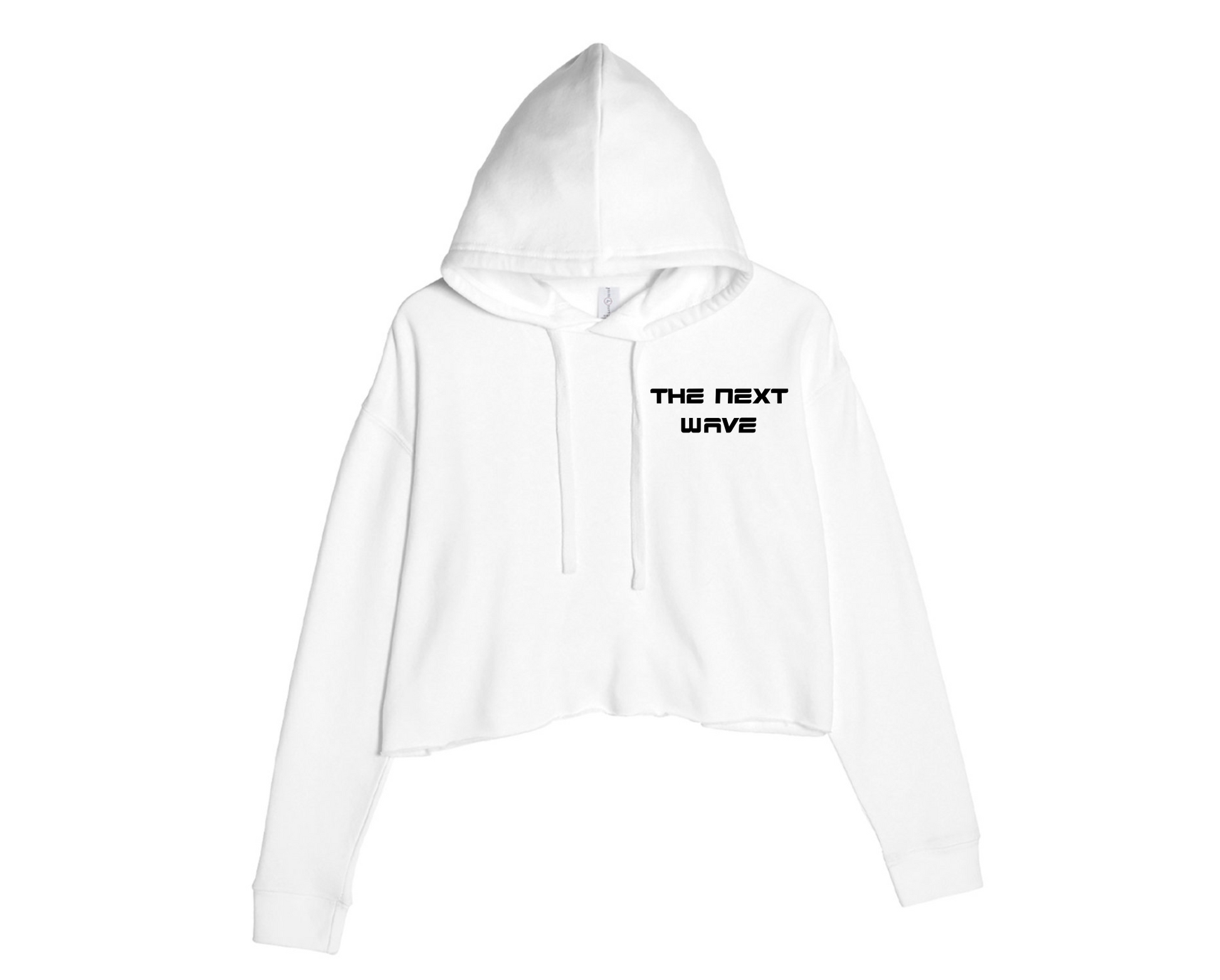 CROPPED BEACH BRAVE WAVE HOODIE - WHITE