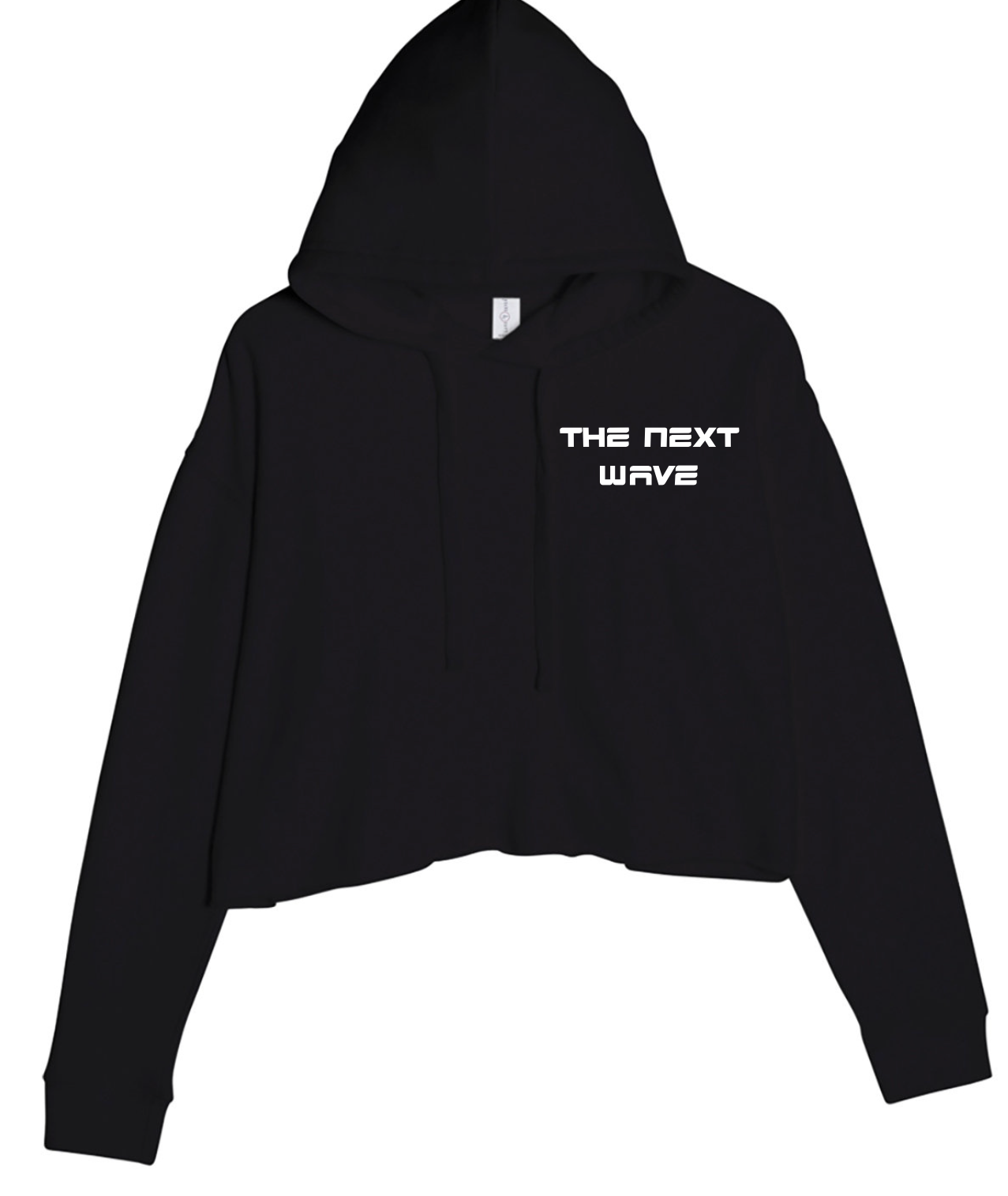 CROPPED BEACH BRAVE WAVE HOODIE - BLACK