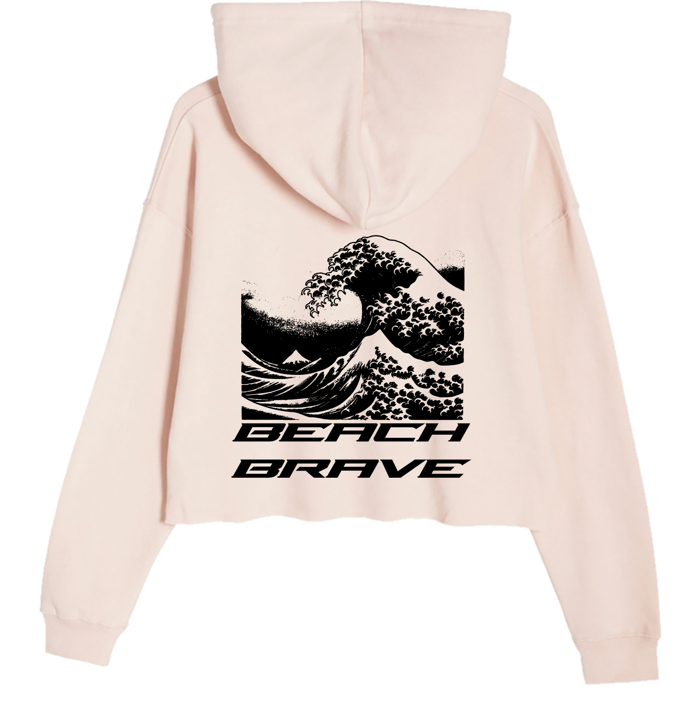 CROPPED BEACH BRAVE WAVE HOODIE - BLUSH
