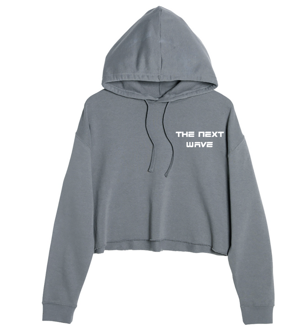 CROPPED BEACH BRAVE WAVE HOODIE - GRAY