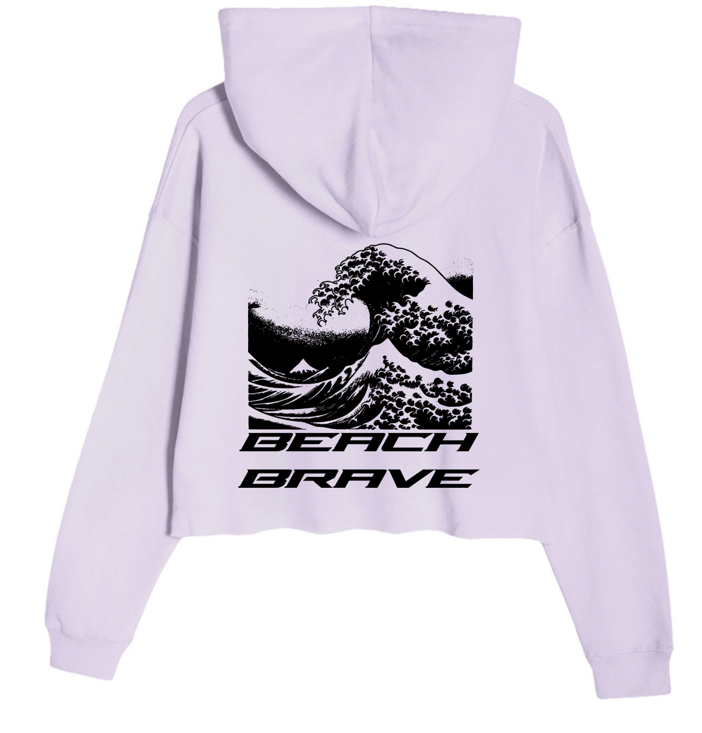 CROPPED BEACH BRAVE WAVE HOODIE - LAVENDER