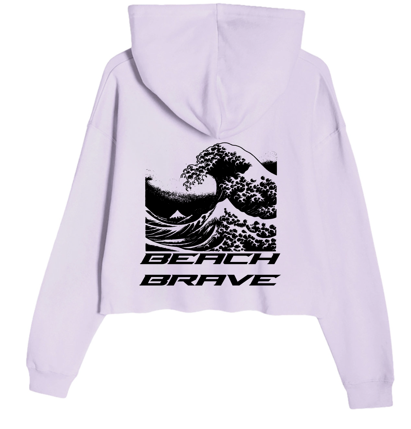 CROPPED BEACH BRAVE WAVE HOODIE - LAVENDER