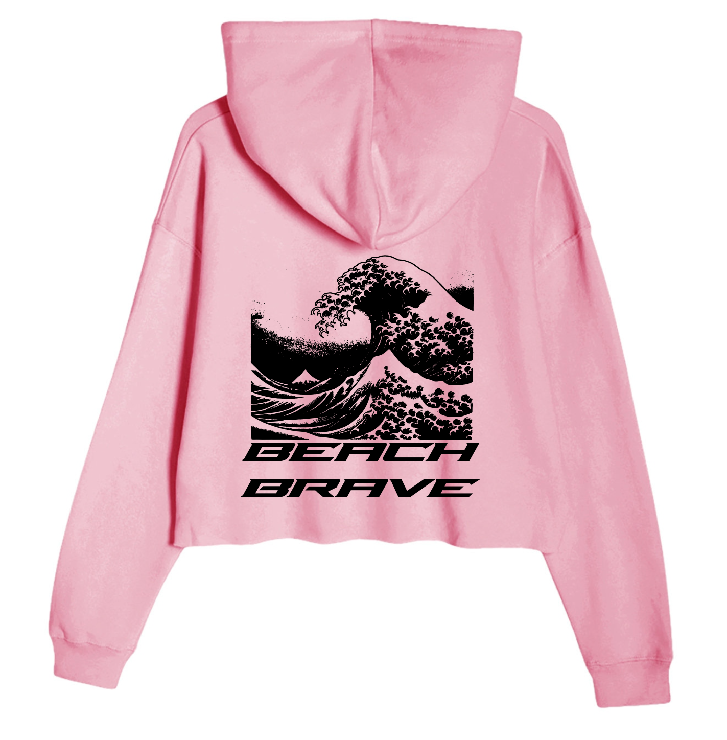CROPPED BEACH BRAVE WAVE HOODIE - PINK
