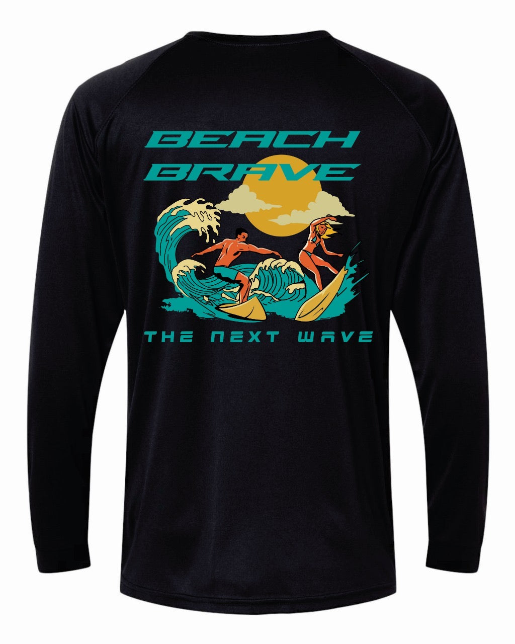 BEACH BRAVE UPF SURF RASHGUARD - BLACK