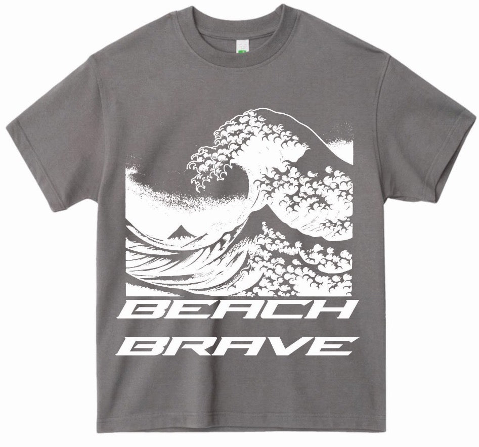 HEAVYWEIGHT BEACH BRAVE WAVE TEE - CHARCOAL