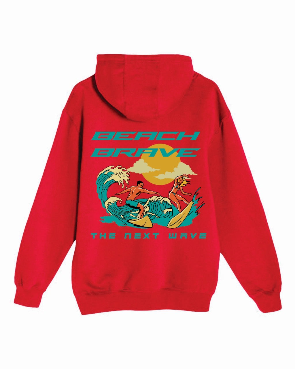 BEACH BRAVE PULLOVER SURF HOODIE - RED
