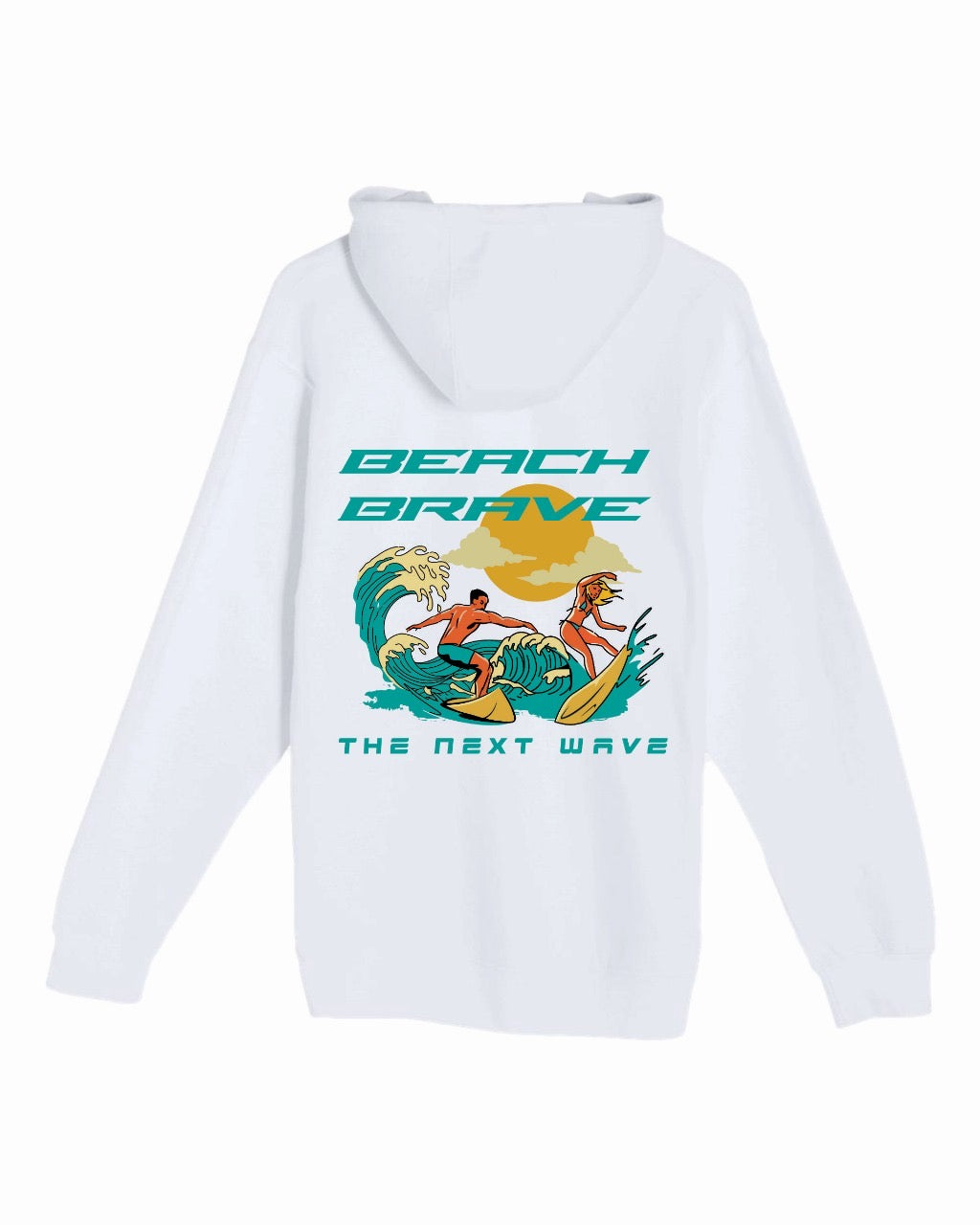 BEACH BRAVE PULLOVER SURF HOODIE - WHITE