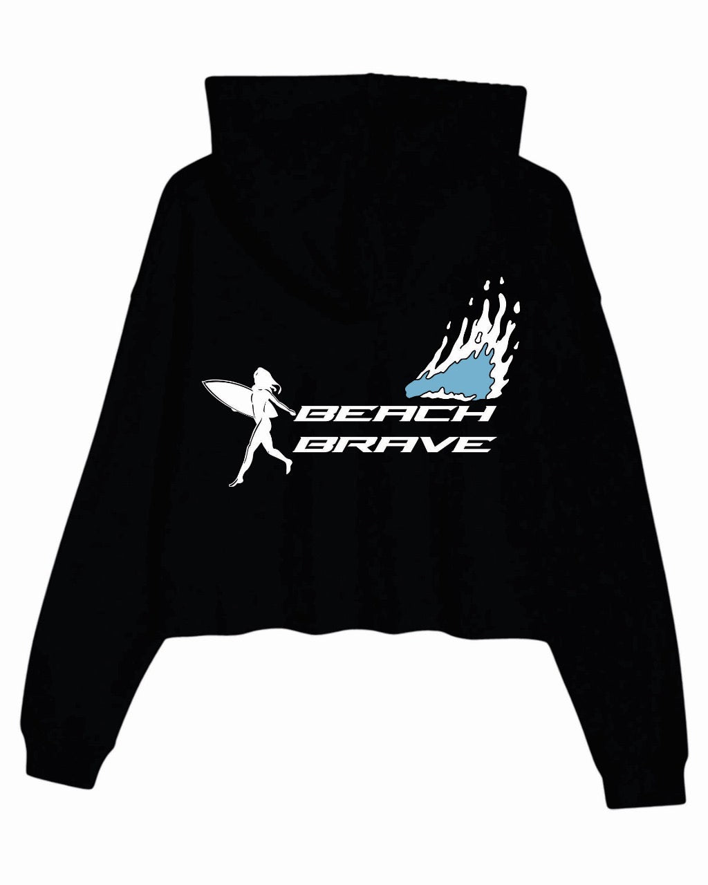 CROPPED BEACH BRAVE SHADOW HOODIE - BLACK