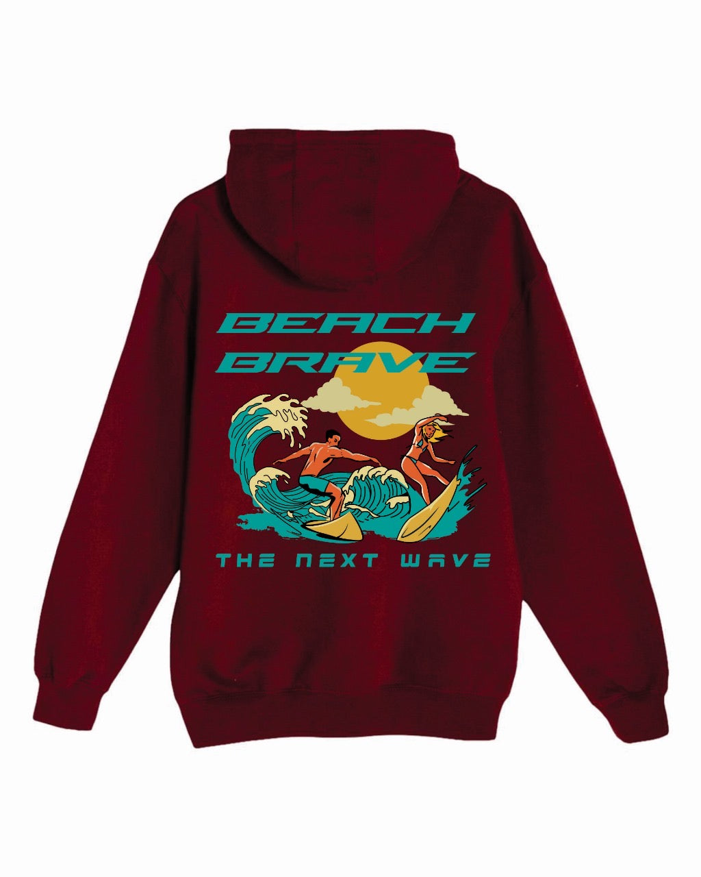 BEACH BRAVE PULLOVER SURF HOODIE - BURGUNDY