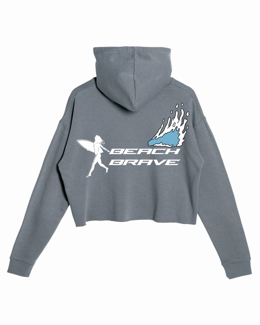 CROPPED BEACH BRAVE SHADOW HOODIE - GRAY