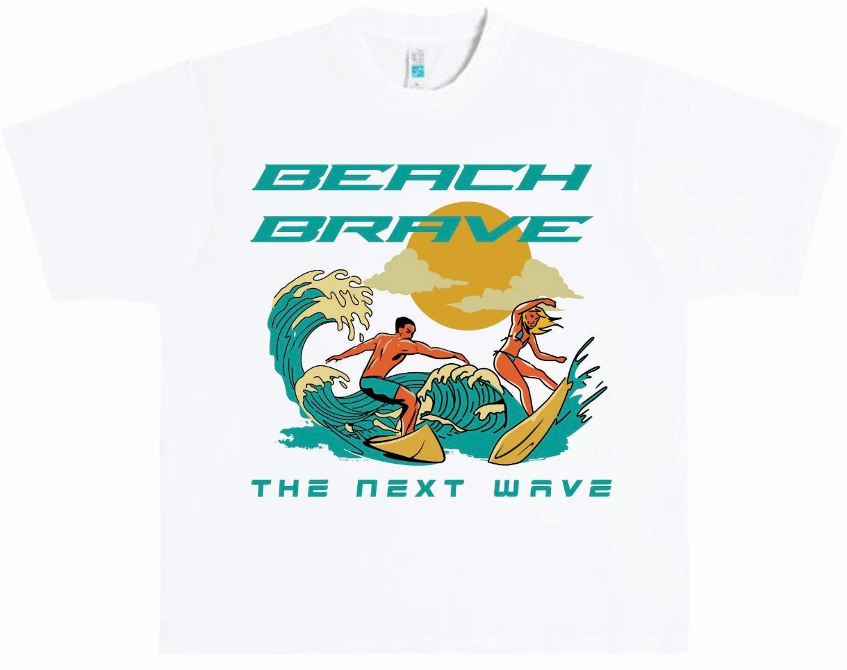 HEAVYWEIGHT BEACH BRAVE SURF TEE - WHITE