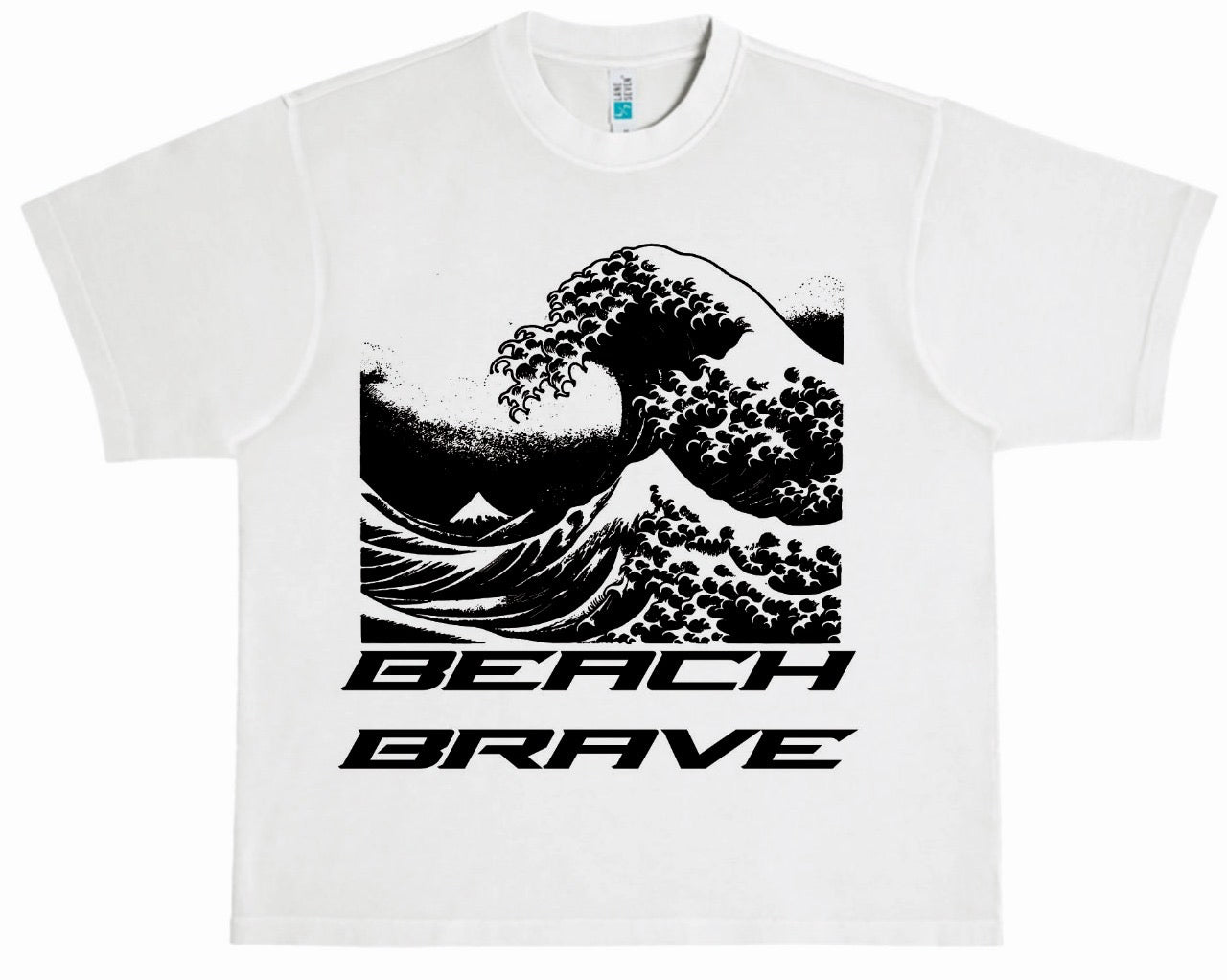 HEAVYWEIGHT BEACH BRAVE WAVE TEE - GRAY